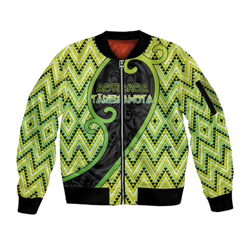 Custom Aotearoa Atua Tanemahuta Sleeve Zip Bomber Jacket God Of Forests Koru Patterns Koru Patterns