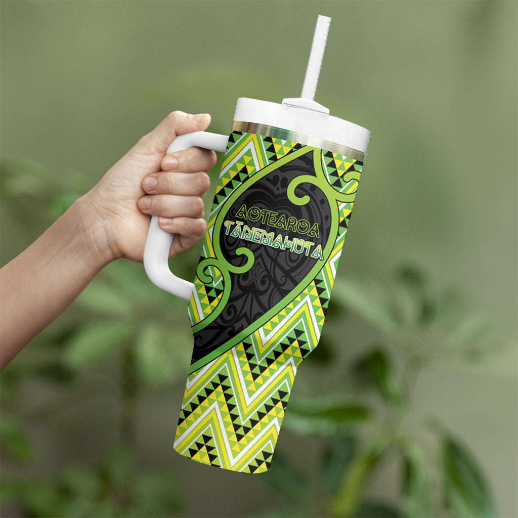 Custom Aotearoa Atua Tanemahuta Tumbler With Handle God Of Forests Koru Patterns Koru Patterns