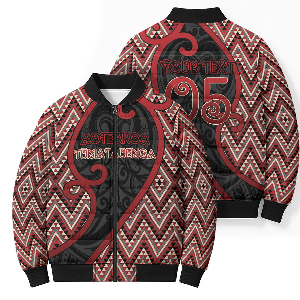 Custom Aotearoa Atua Tumatauenga Bomber Puffer Jacket God Of War Koru Patterns