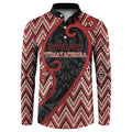 Custom Aotearoa Atua Tumatauenga Button Sweatshirt God Of War Koru Patterns