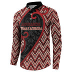 Custom Aotearoa Atua Tumatauenga Button Sweatshirt God Of War Koru Patterns