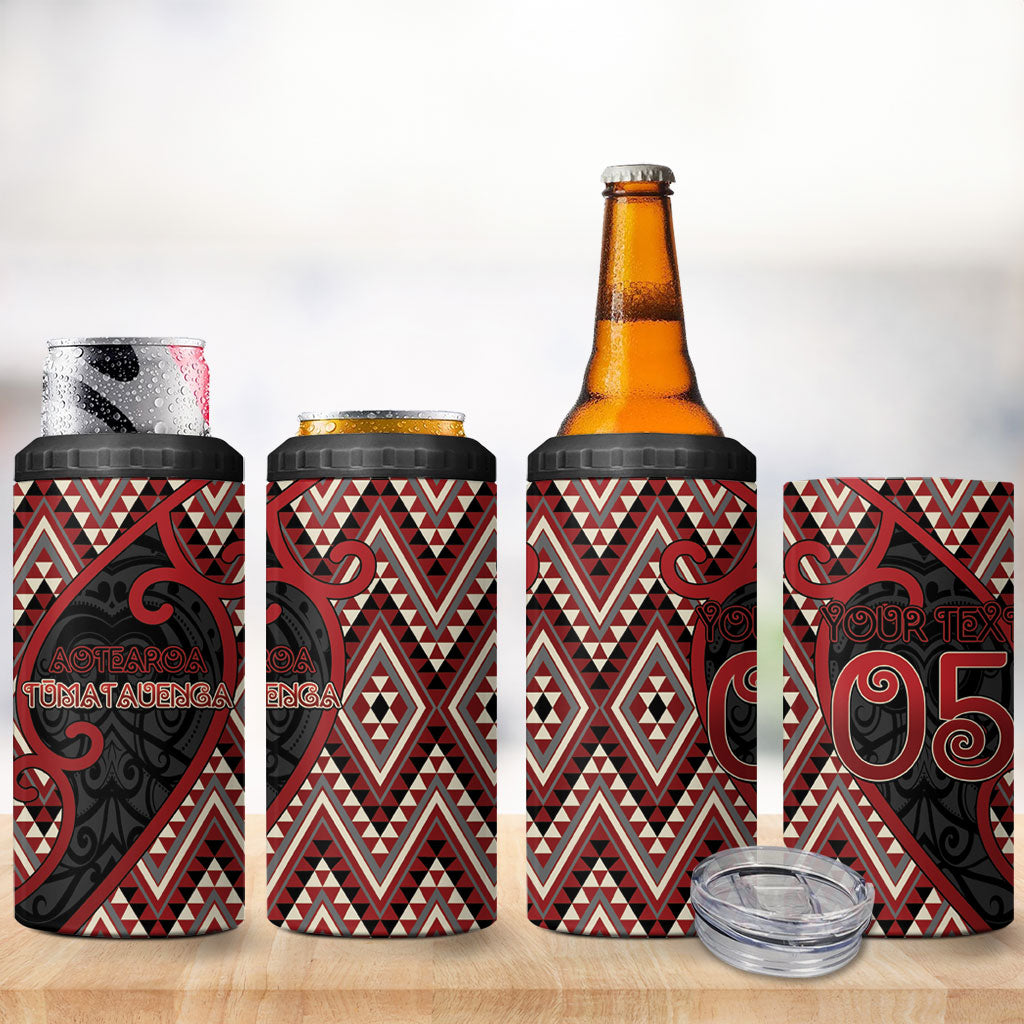 Custom Aotearoa Atua Tumatauenga 4 in 1 Can Cooler Tumbler God Of War Koru Patterns