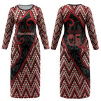 Custom Aotearoa Atua Tumatauenga Couples Matching Long Sleeve Bodycon Dress and Hawaiian Shirt God Of War Koru Patterns