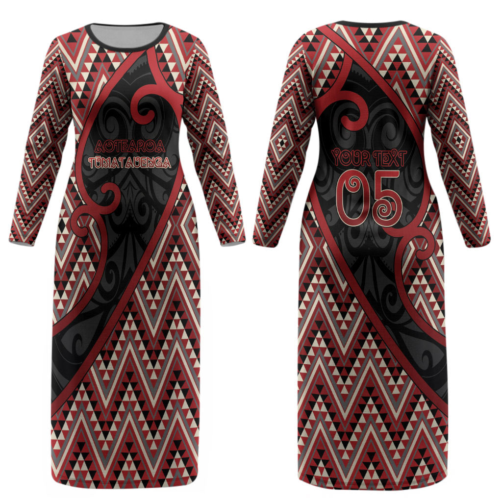 Custom Aotearoa Atua Tumatauenga Couples Matching Long Sleeve Bodycon Dress and Long Sleeve Button Shirt God Of War Koru Patterns