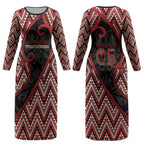Custom Aotearoa Atua Tumatauenga Couples Matching Long Sleeve Bodycon Dress and Long Sleeve Button Shirt God Of War Koru Patterns