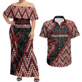 Custom Aotearoa Atua Tumatauenga Couples Matching Off Shoulder Maxi Dress and Hawaiian Shirt God Of War Koru Patterns