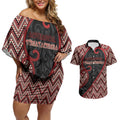 Custom Aotearoa Atua Tumatauenga Couples Matching Off Shoulder Short Dress and Hawaiian Shirt God Of War Koru Patterns