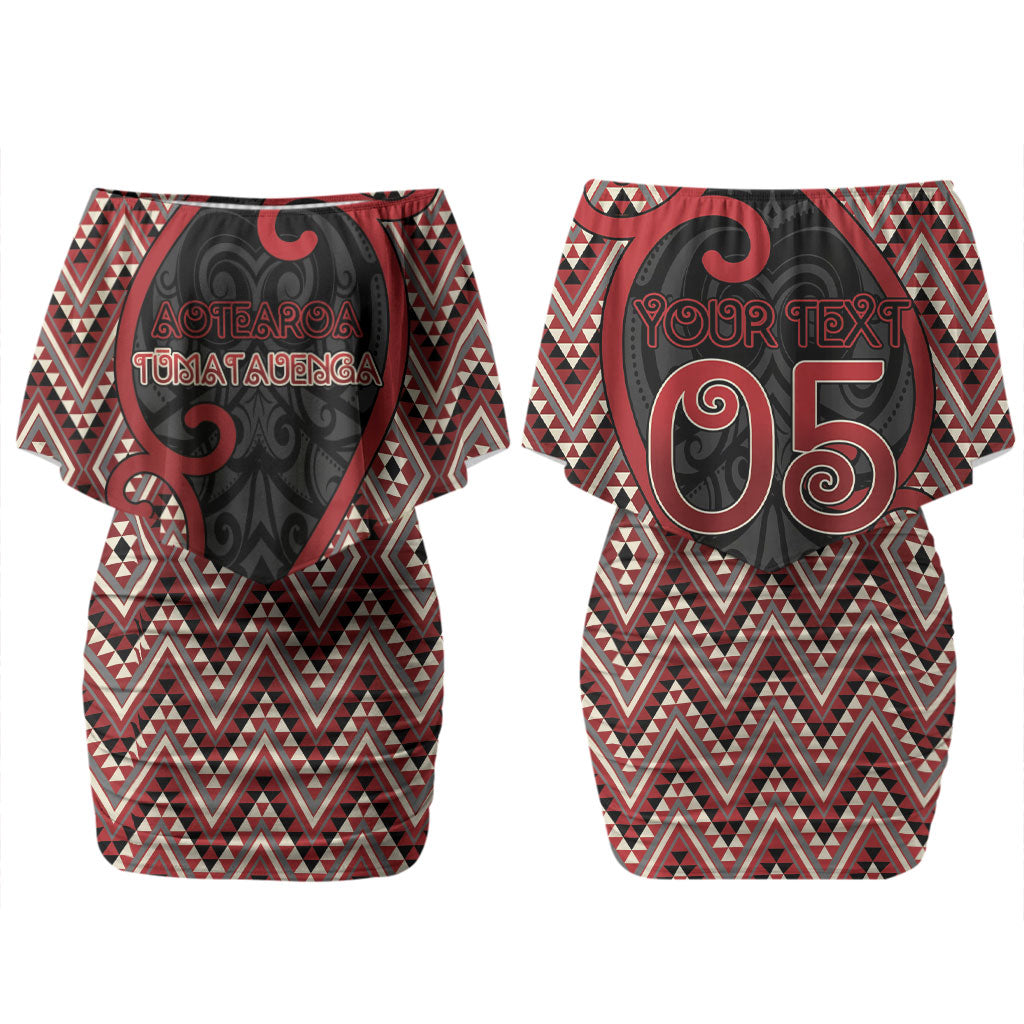 Custom Aotearoa Atua Tumatauenga Couples Matching Off Shoulder Short Dress and Long Sleeve Button Shirt God Of War Koru Patterns