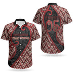 Custom Aotearoa Atua Tumatauenga Couples Matching Off The Shoulder Long Sleeve Dress and Hawaiian Shirt God Of War Koru Patterns