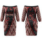 Custom Aotearoa Atua Tumatauenga Couples Matching Off The Shoulder Long Sleeve Dress and Hawaiian Shirt God Of War Koru Patterns