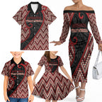 Custom Aotearoa Atua Tumatauenga Family Matching Off The Shoulder Long Sleeve Dress and Hawaiian Shirt God Of War Koru Patterns