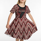 Custom Aotearoa Atua Tumatauenga Kid Short Sleeve Dress God Of War Koru Patterns