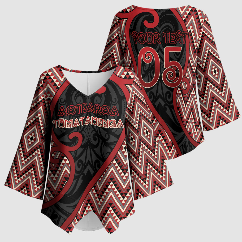 Custom Aotearoa Atua Tumatauenga Kimono Sleeve Blouse God Of War Koru Patterns