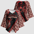 Custom Aotearoa Atua Tumatauenga Kimono Sleeve Blouse God Of War Koru Patterns