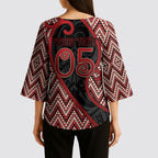 Custom Aotearoa Atua Tumatauenga Kimono Sleeve Blouse God Of War Koru Patterns