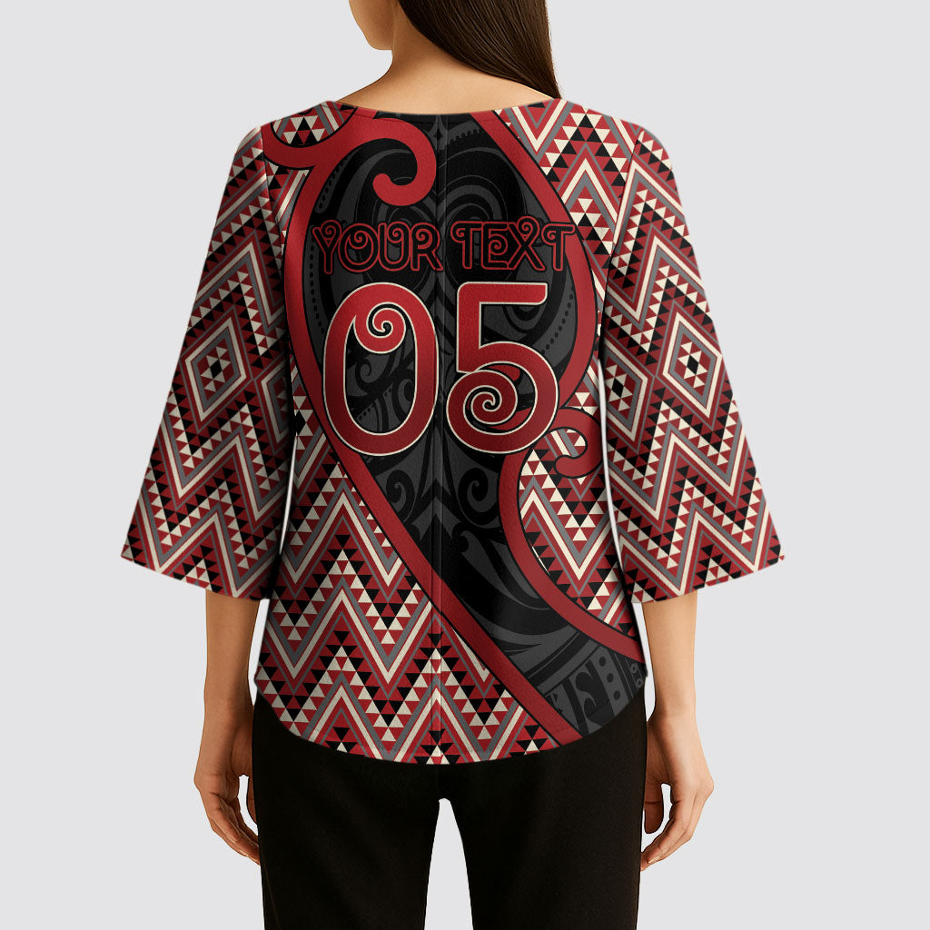 Custom Aotearoa Atua Tumatauenga Kimono Sleeve Blouse God Of War Koru Patterns