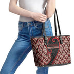 Aotearoa Atua Tumatauenga Leather Tote Bag God Of War Koru Patterns