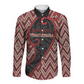 Custom Aotearoa Atua Tumatauenga Long Sleeve Button Shirt God Of War Koru Patterns