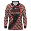Custom Aotearoa Atua Tumatauenga Long Sleeve Polo Shirt God Of War Koru Patterns