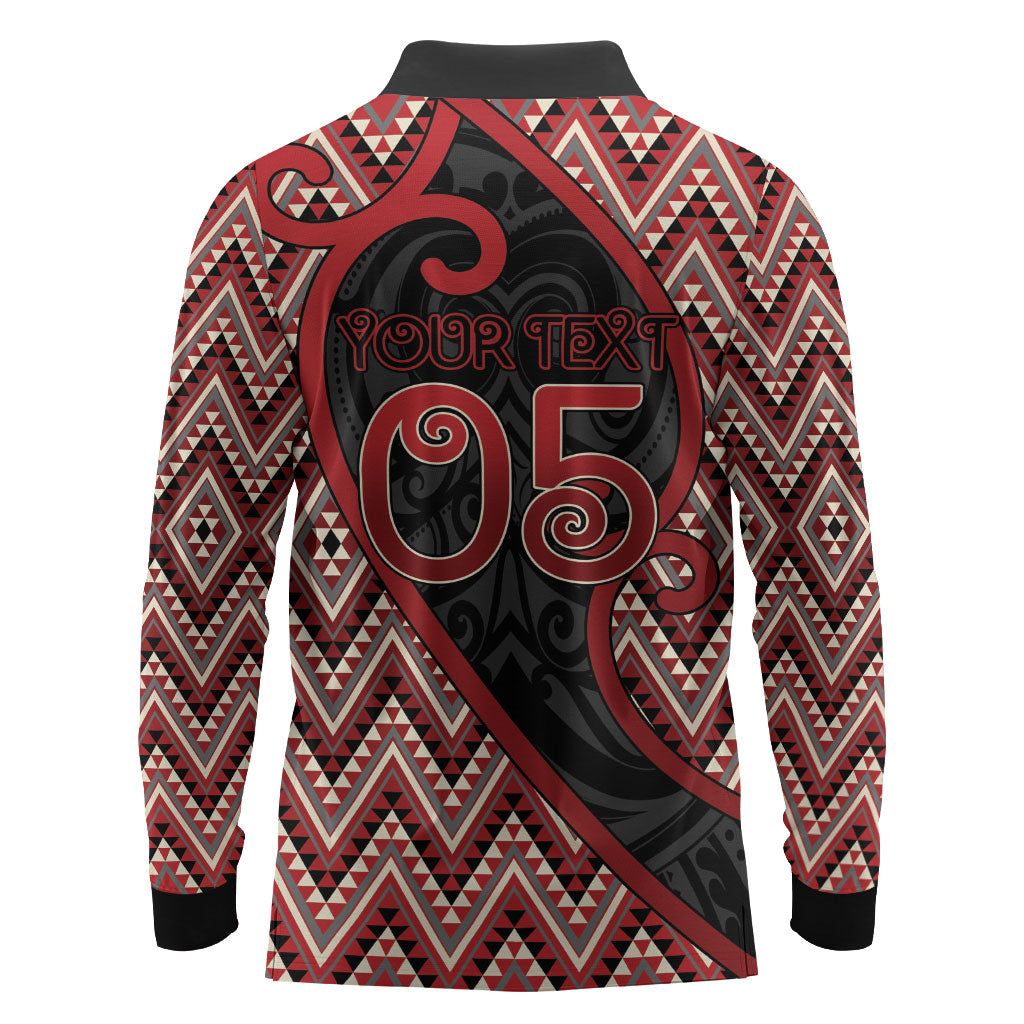 Custom Aotearoa Atua Tumatauenga Long Sleeve Polo Shirt God Of War Koru Patterns
