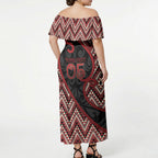Custom Aotearoa Atua Tumatauenga Off Shoulder Maxi Dress God Of War Koru Patterns