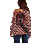 Custom Aotearoa Atua Tumatauenga Off Shoulder Sweater God Of War Koru Patterns