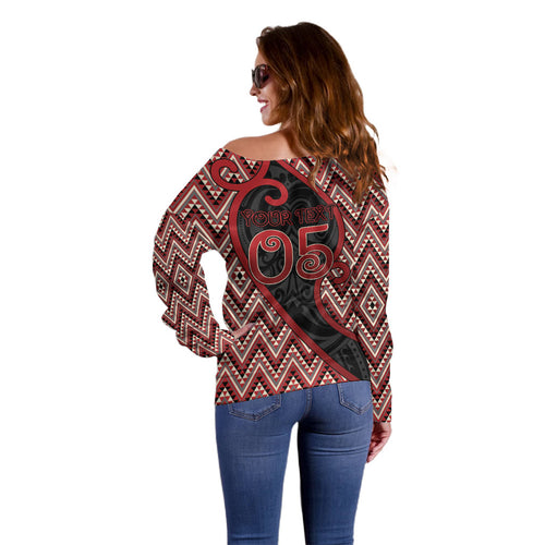 Custom Aotearoa Atua Tumatauenga Off Shoulder Sweater God Of War Koru Patterns