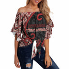 Custom Aotearoa Atua Tumatauenga Off Shoulder Wrap Waist Top God Of War Koru Patterns
