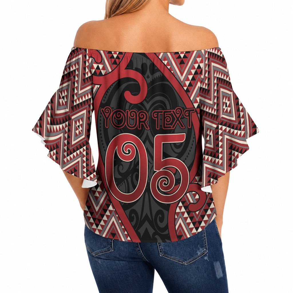 Custom Aotearoa Atua Tumatauenga Off Shoulder Wrap Waist Top God Of War Koru Patterns