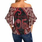 Custom Aotearoa Atua Tumatauenga Off Shoulder Wrap Waist Top God Of War Koru Patterns