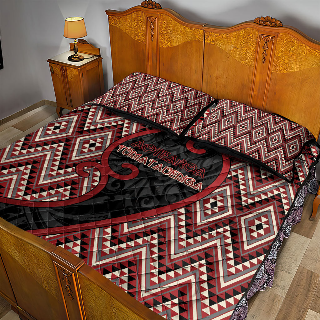 Aotearoa Atua Tumatauenga Quilt Bed Set God Of War Koru Patterns