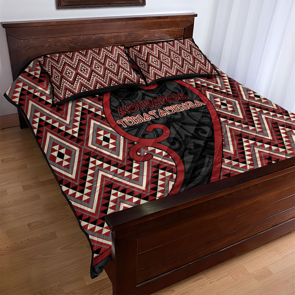 Aotearoa Atua Tumatauenga Quilt Bed Set God Of War Koru Patterns