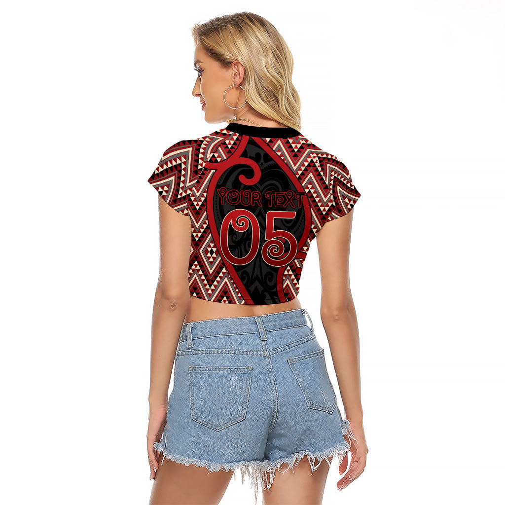 Custom Aotearoa Atua Tumatauenga Raglan Cropped T Shirt God Of War Koru Patterns