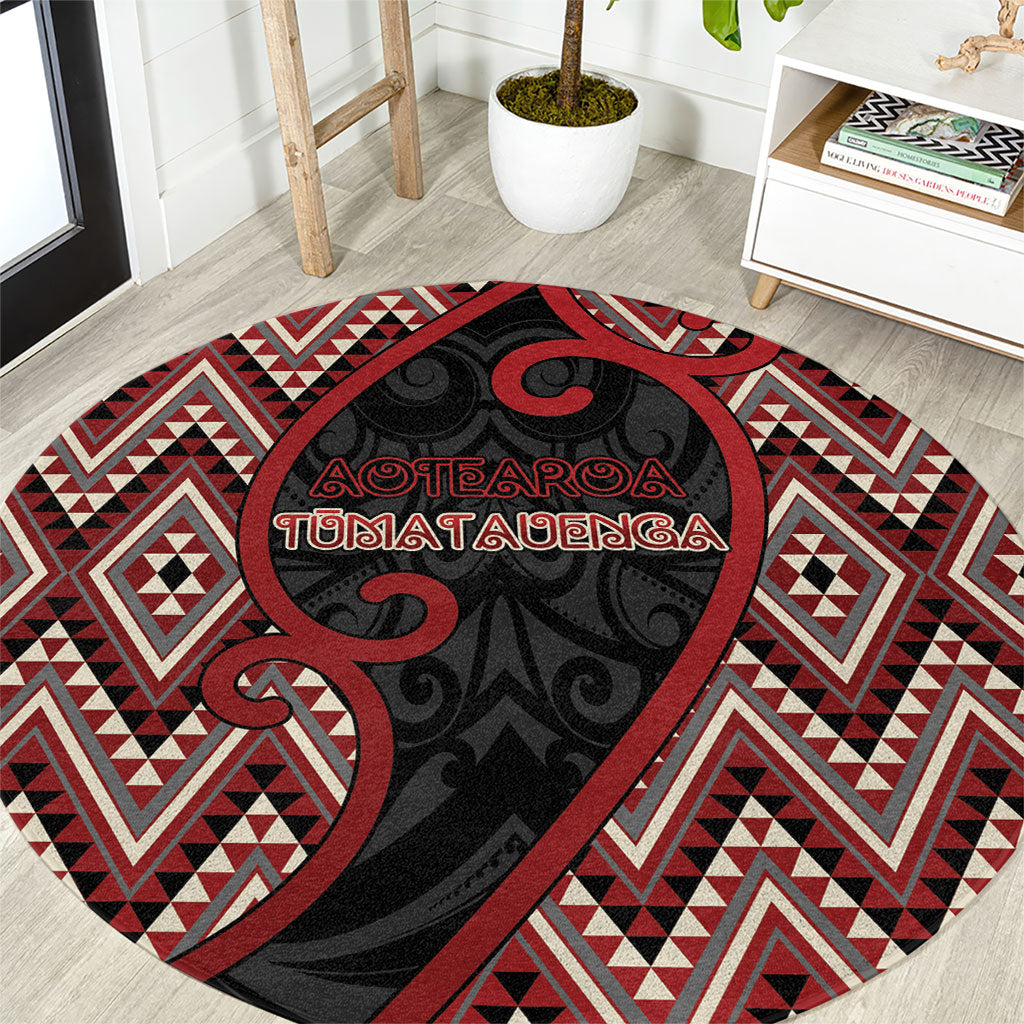 Aotearoa Atua Tumatauenga Round Carpet God Of War Koru Patterns