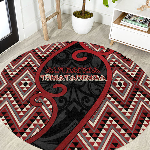 Aotearoa Atua Tumatauenga Round Carpet God Of War Koru Patterns