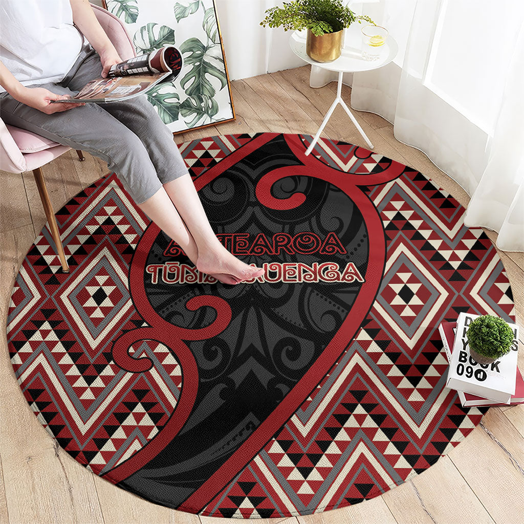 Aotearoa Atua Tumatauenga Round Carpet God Of War Koru Patterns