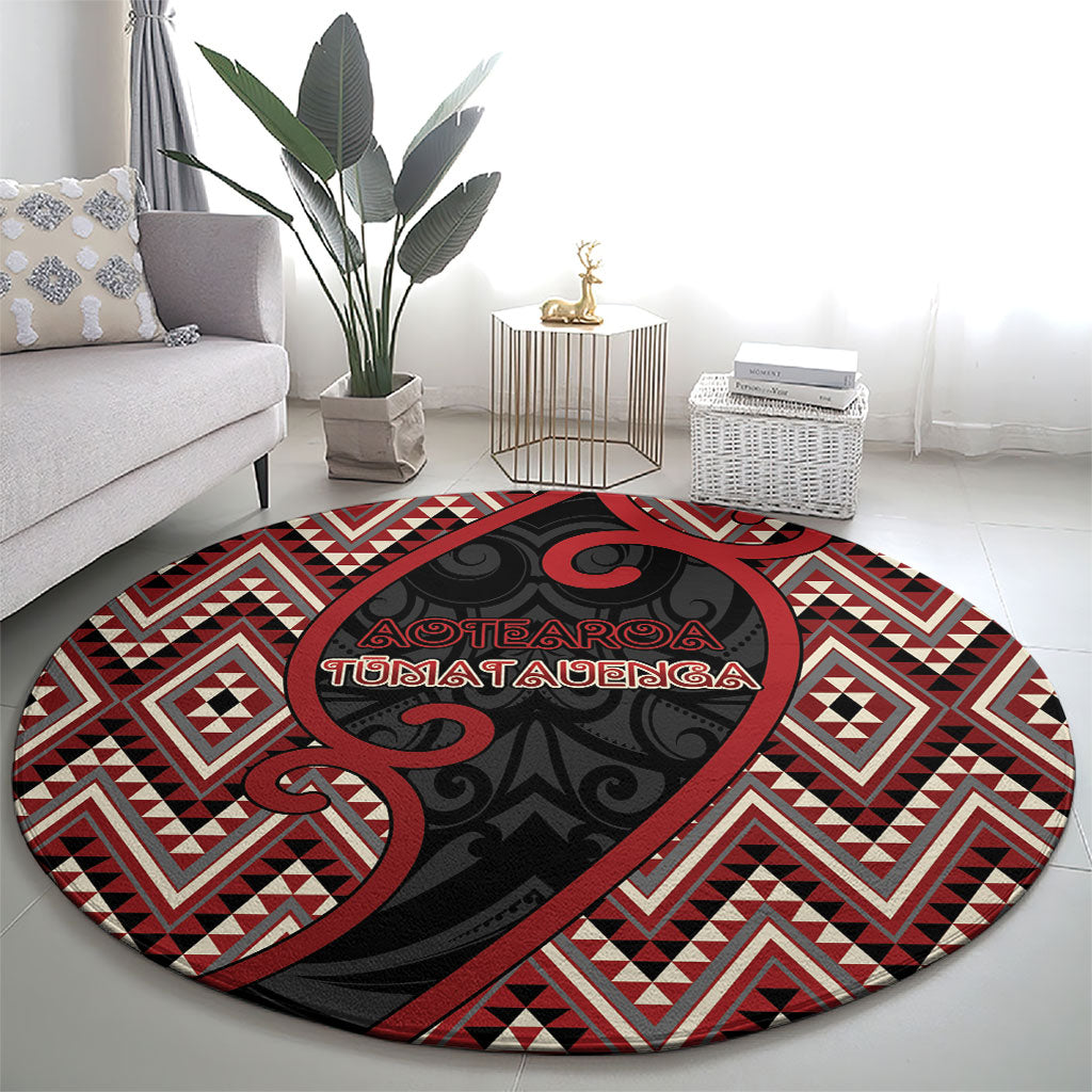 Aotearoa Atua Tumatauenga Round Carpet God Of War Koru Patterns