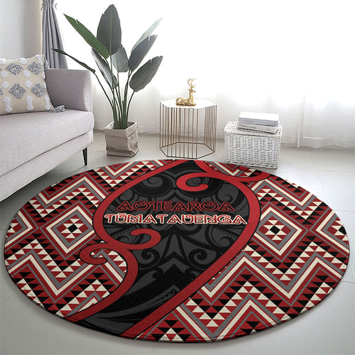 Aotearoa Atua Tumatauenga Round Carpet God Of War Koru Patterns
