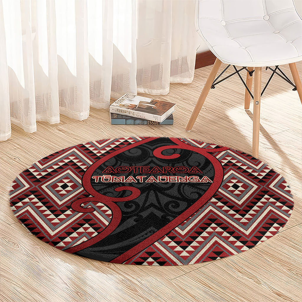 Aotearoa Atua Tumatauenga Round Carpet God Of War Koru Patterns
