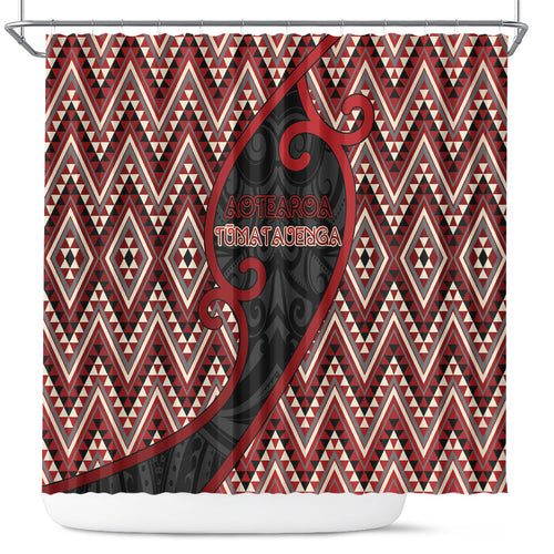 Aotearoa Atua Tumatauenga Shower Curtain God Of War Koru Patterns