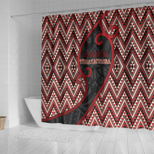 Aotearoa Atua Tumatauenga Shower Curtain God Of War Koru Patterns