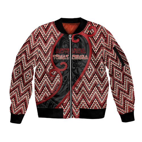 Custom Aotearoa Atua Tumatauenga Sleeve Zip Bomber Jacket God Of War Koru Patterns