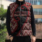 Custom Aotearoa Atua Tumatauenga Sleeveless Puffer Jacket God Of War Koru Patterns