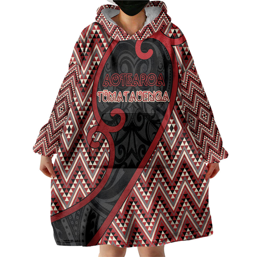 Custom Aotearoa Atua Tumatauenga Wearable Blanket Hoodie God Of War Koru Patterns