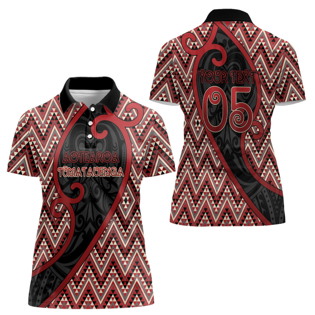 Custom Aotearoa Atua Tumatauenga Women Polo Shirt God Of War Koru Patterns