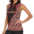 Custom Aotearoa Atua Tumatauenga Women Sleeveless Polo Shirt God Of War Koru Patterns