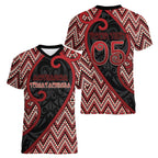 Custom Aotearoa Atua Tumatauenga Women V-Neck T-Shirt God Of War Koru Patterns