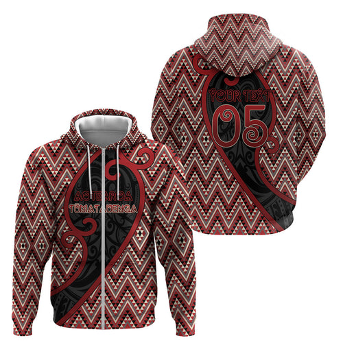 Custom Aotearoa Atua Tumatauenga Zip Hoodie God Of War Koru Patterns