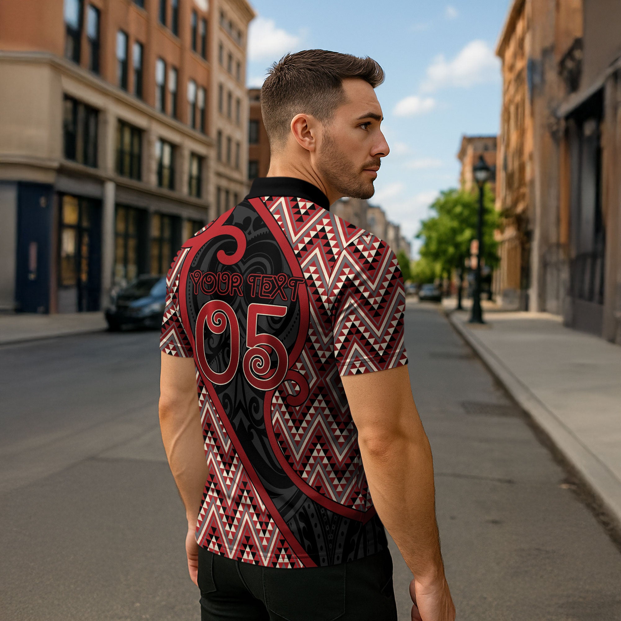 Custom Aotearoa Atua Tumatauenga Zipper Polo Shirt God Of War Koru Patterns