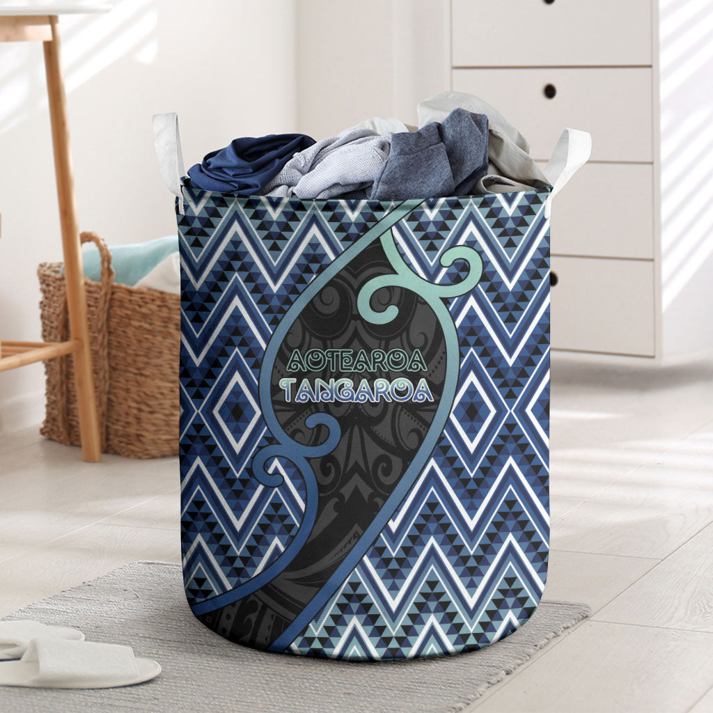 Aotearoa Atua Tangaroa Laundry Basket God Of Ocean Koru Patterns